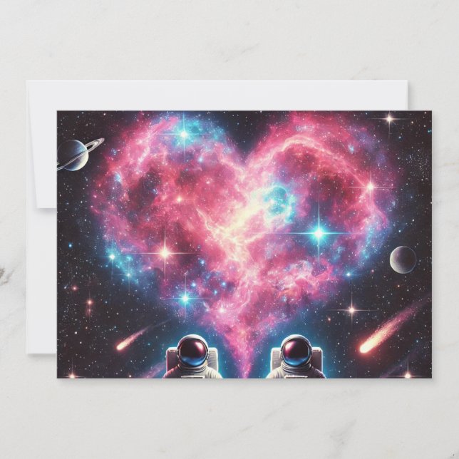 Cosmic Love Astronaut Invitation Card (Front)