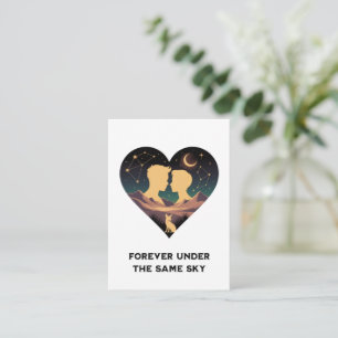 Cosmic Love Story Heart with Lovers and Fox Art Card