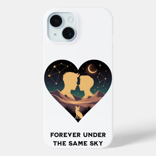 Cosmic Love Story Heart with Lovers and Fox Art Case-Mate iPhone Case (Back)