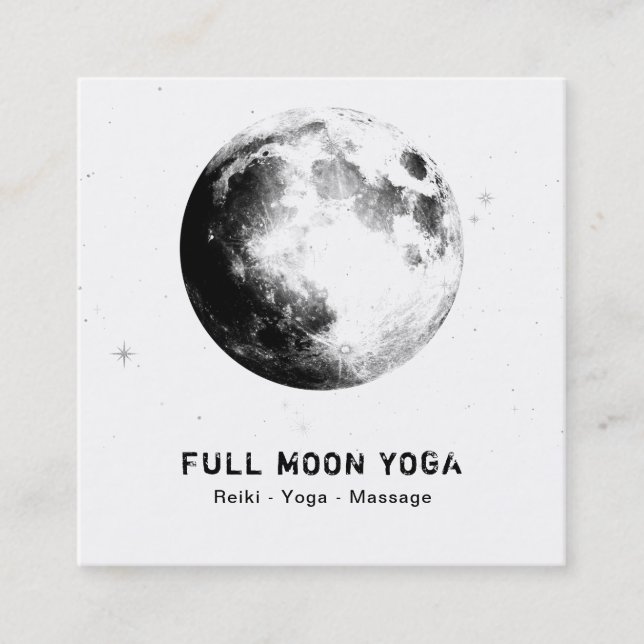 *~*  Cosmic Luna Stars Full  MOON Lunar Celestial Square Business Card (Front)