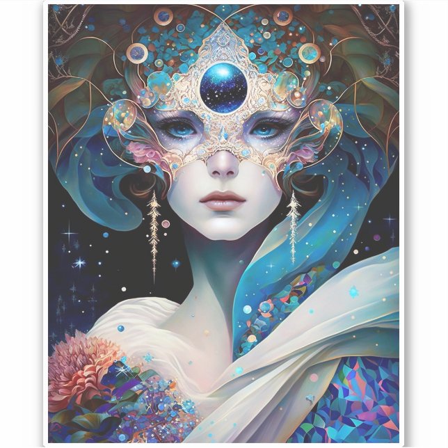 Cosmic Masked Goddess Queen Fantasy Art (Front)