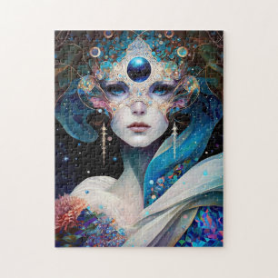 Cosmic Masked Goddess Queen Fantasy Art Jigsaw Puzzle
