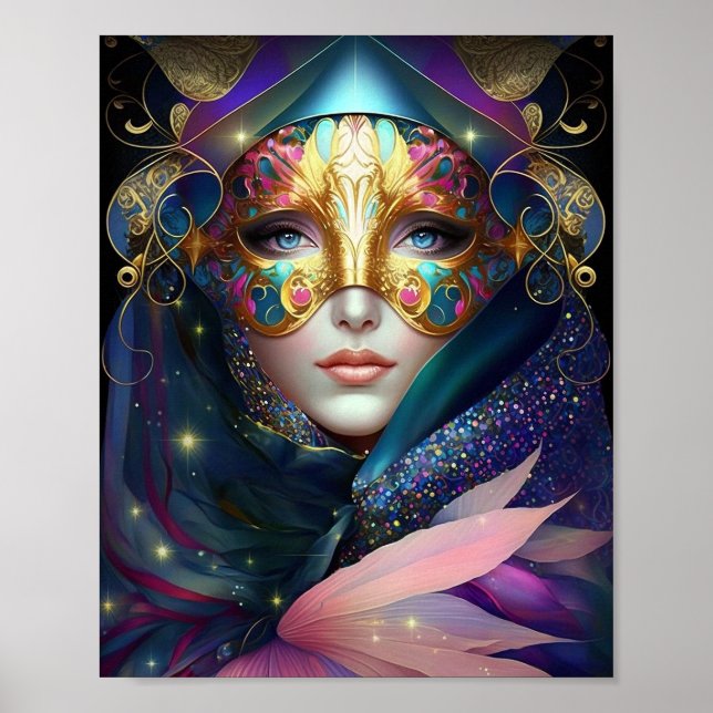 Cosmic Masked Goddess Queen Fantasy Art Poster (Front)