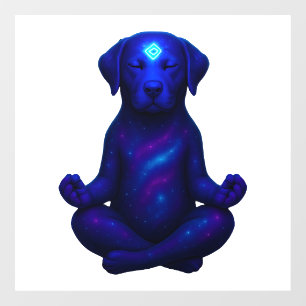 Cosmic Meditating Dog with Glowing Third Eye Hi Window Cling