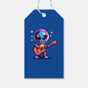 Cosmic Melody: 8-Bit Alien with Guitar Gift Tags