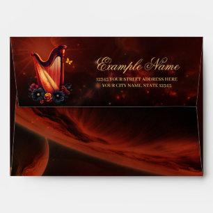Cosmic melody, the magic of the harp. envelope