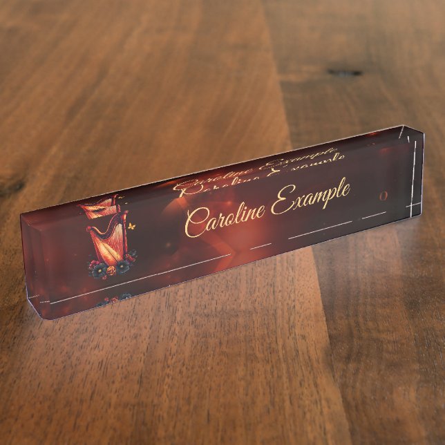 Cosmic melody, the magic of the harp.  nameplate (Side)