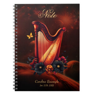 Cosmic melody, the magic of the harp.  notebook