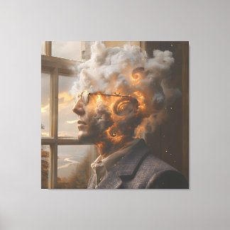 Cosmic Mind Dissolving Head Portrait Canvas Print