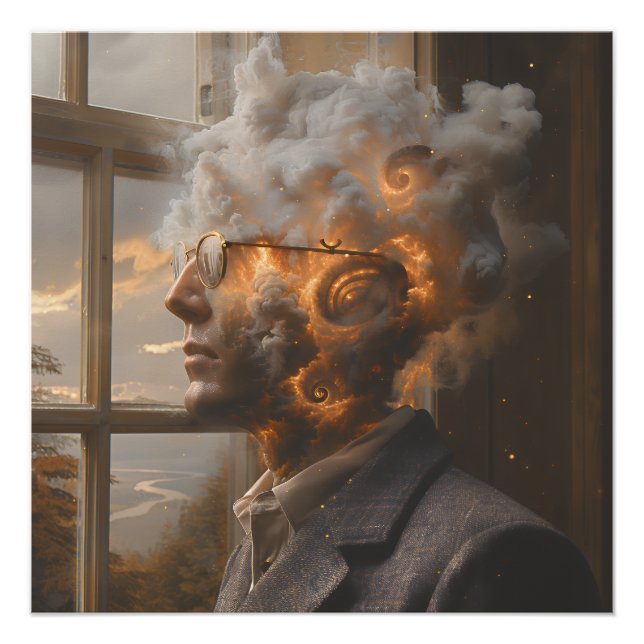 Cosmic Mind Dissolving Head Portrait Poster (Front)