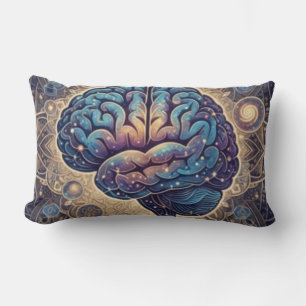 Cosmic Mind Mandala – Abstract Brain Art Lumbar Pillow