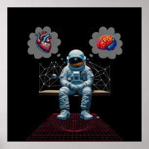Cosmic Mind vs Heart Astronaut Poster
