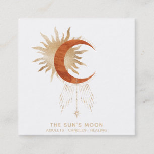 *~* Cosmic  Moon Beams Sun  Rays Stars Universe Square Business Card