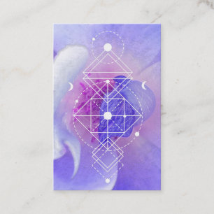 *~* Cosmic Moon Blue Rose Sacred Geometry Business Card