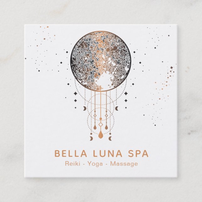 *~* Cosmic Moon Shaman Lunar Universe Square Business Card (Front)