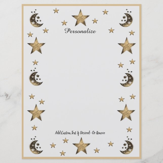 Cosmic Moon & Stars Black & Gold Personalize (Front)