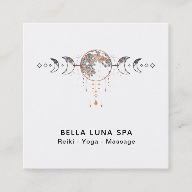 *~* Cosmic Moon Universe Lunar Shaman Moons Square Business Card (Front)