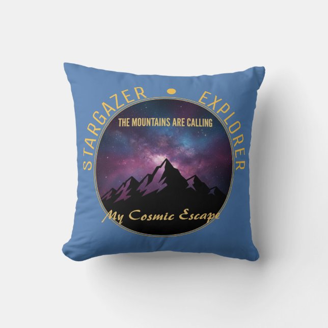 Cosmic Mountain Calling Throw Pillow (Front)