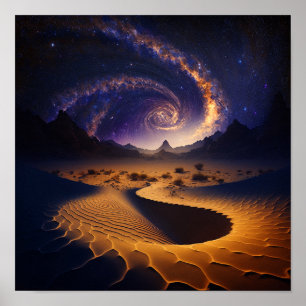 Cosmic Mountain Space Landscape Poster