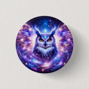 Cosmic Mystical Wisdom Celestial Spiritual Owl 1 Inch Round Button