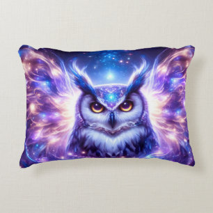 Cosmic Mystical Wisdom Celestial Spiritual Owl  Accent Pillow