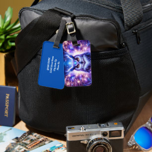 Cosmic Mystical Wisdom Celestial Spiritual Owl  Luggage Tag