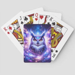 Cosmic Mystical Wisdom Celestial Spiritual Owl  Playing Cards