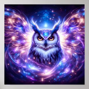Cosmic Mystical Wisdom Celestial Spiritual Owl  Poster