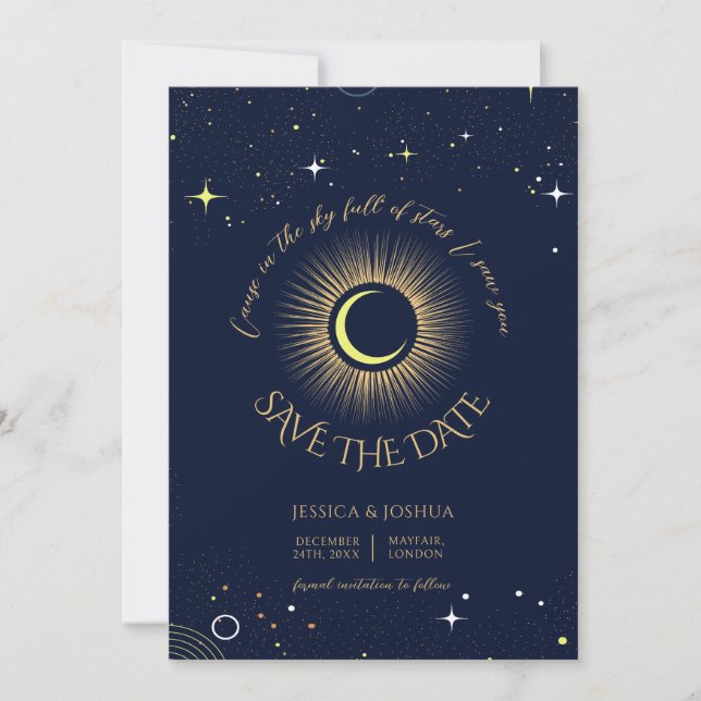 Cosmic Navy Celestial Starry Night Invitation (Front)
