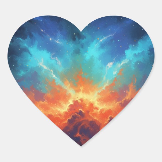 Cosmic Nebula Abstract Galaxy Space Art Heart Sticker (Front)