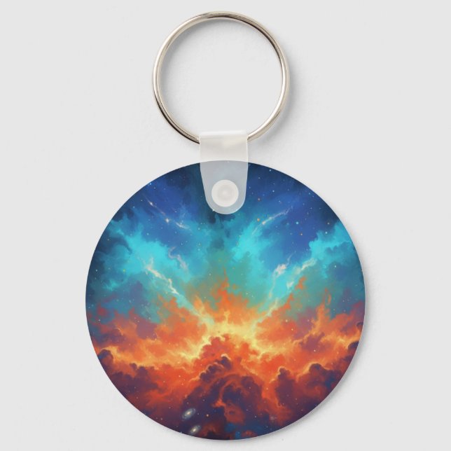 Cosmic Nebula Abstract Galaxy Space Art Keychain (Front)