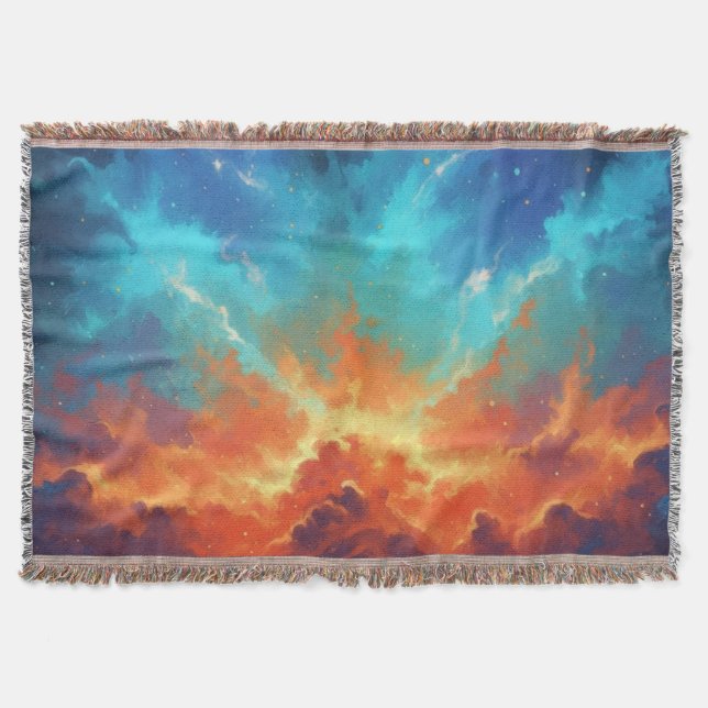 Cosmic Nebula Abstract Galaxy Space Art Throw Blanket (Front)