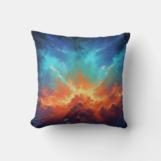 Cosmic Nebula Abstract Galaxy Space Art Throw Pillow (Front)