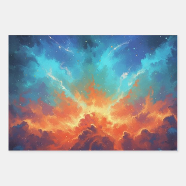 Cosmic Nebula Abstract Galaxy Space Art Wrapping Paper Sheet (Front)