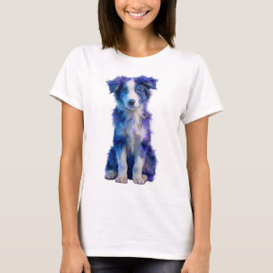 Cosmic Nebula Border Collie Puppy Women T-Shirt
