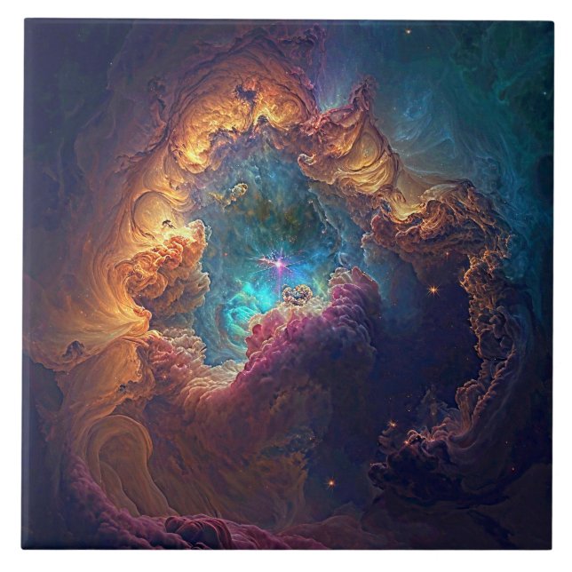Cosmic Nebula Ceramic Tile (Front)