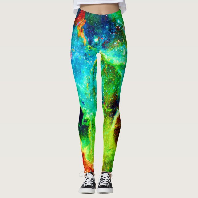 Cosmic Nebula Cloud Art Leggings (Front)