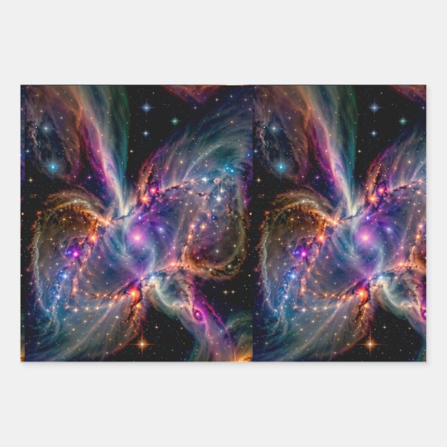 Cosmic Nebula Energy Swirl Wrapping Paper (Front)