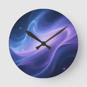 Cosmic Nebula Galaxy Swirl Abstract Round Clock