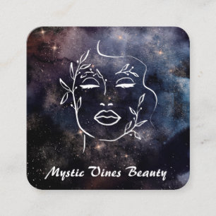 *~* Cosmic Nebula Plant Goddess Floral QR  Square  Business Card