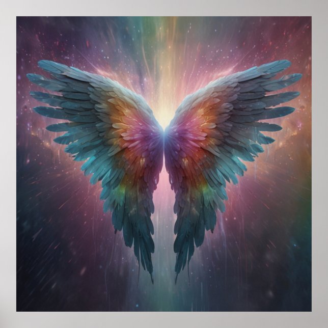 *~*Cosmic Neon Glowing Angel Wings AP78 Poster (Front)