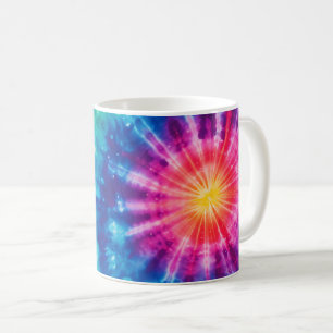 Cosmic neon rainbow tie dye coffee mug