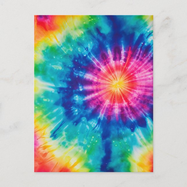 Cosmic neon rainbow tie dye postcard (Front)