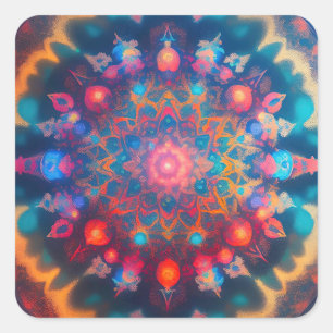 Cosmic New Age Fractal Design Square Sticker