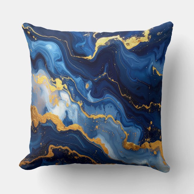 Cosmic Night Marble Abstract Pillow (Front)