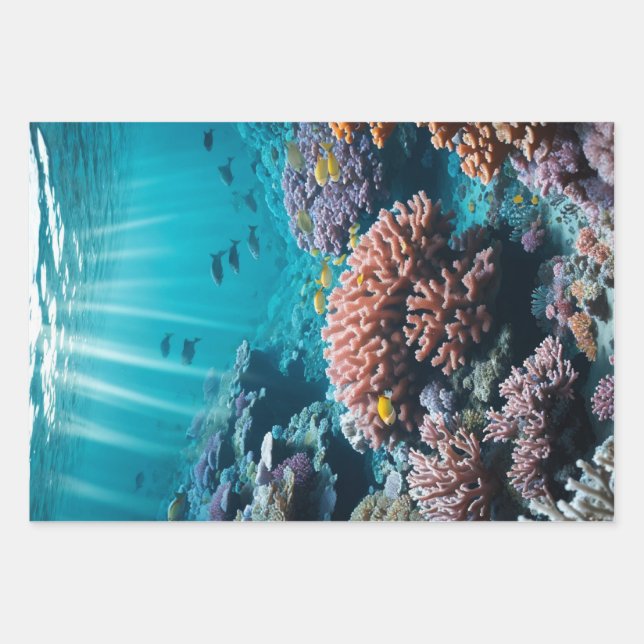 Cosmic Ocean Coral Reef Wrapping Paper (Front)