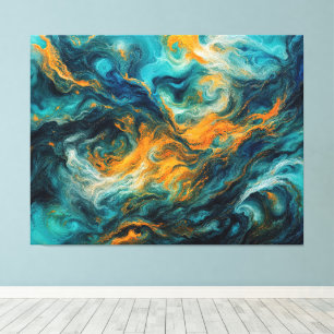 Cosmic Ocean Landscape – Colourful Abstract Canvas Print