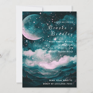 Cosmic Ocean Moon Wedding Invitation