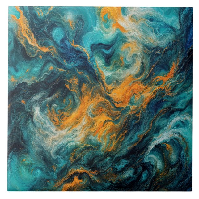 Cosmic Ocean Square – Colourful Abstract Tile (Front)