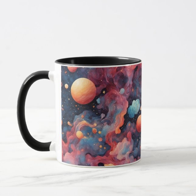 Cosmic Odyssey: Ethereal Nebula Galaxy Mug (Left)